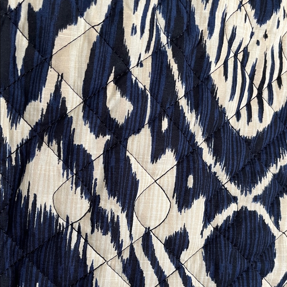 Bagatelle Navy Ivory Ikat Print Quilted Cotton Utility Jacket Coat Size L - Picture 11 of 11
